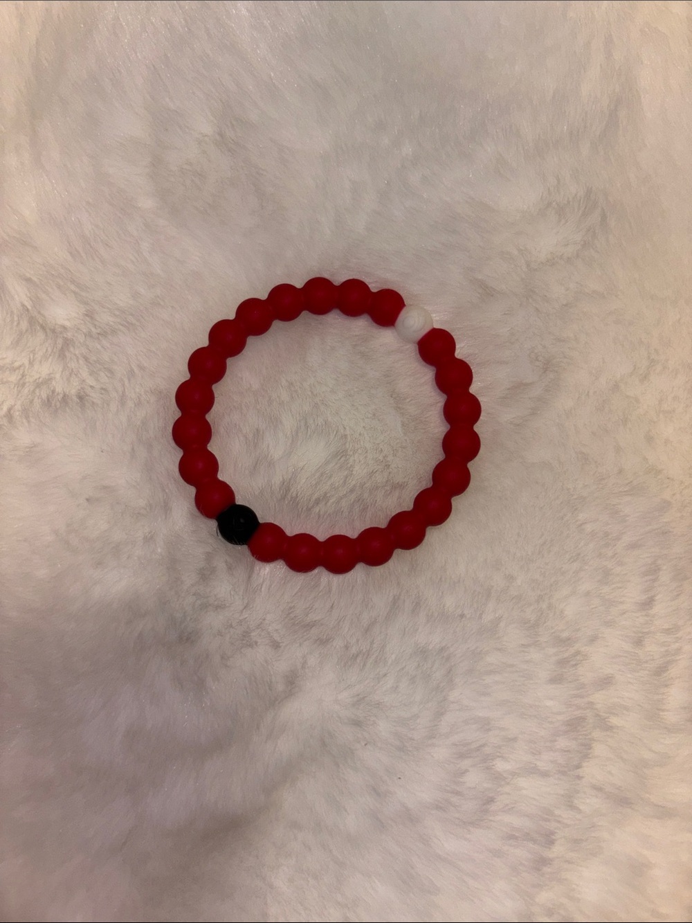 Lokai St. Jude’s Red Beaded Stretch Bracelet with Black & White Accent Beads